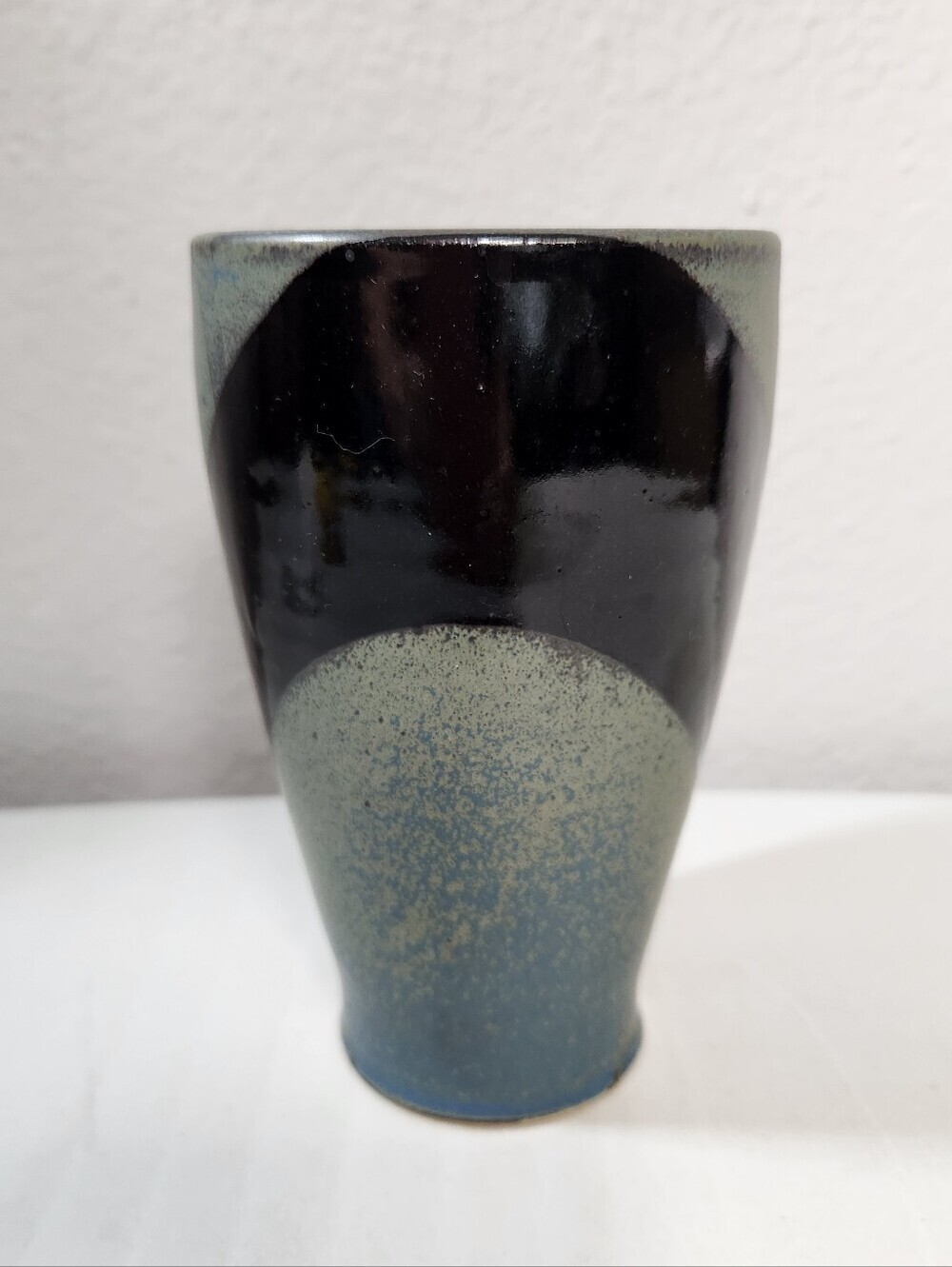 Stoneware Pottery Signed Blue Speckled Glaze Vase